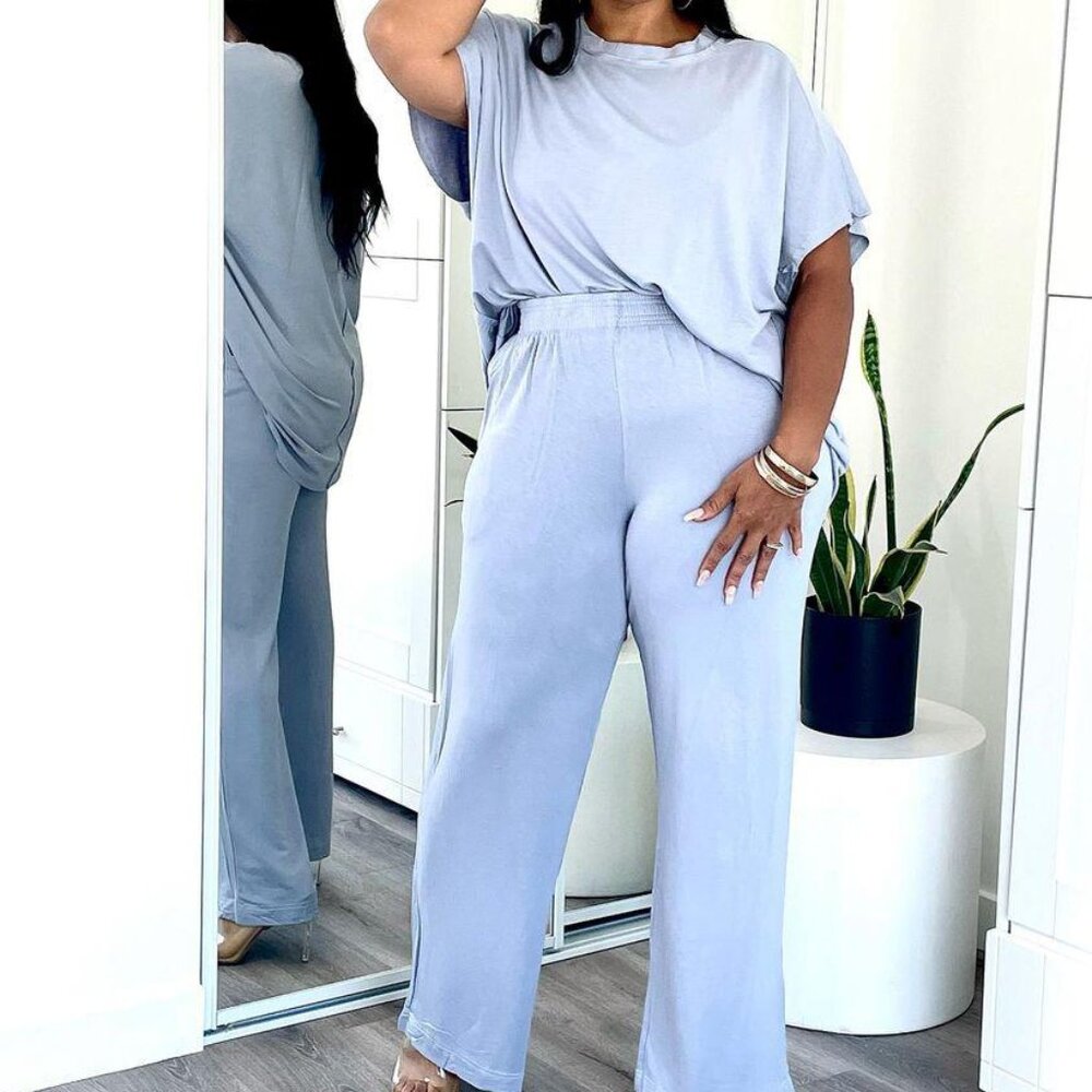 Soft knit pants longe set